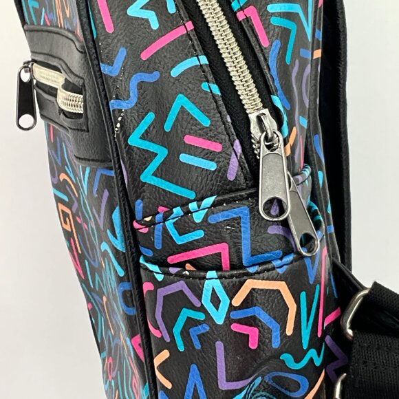 Stranger Things Black Mini Backpack With Neon Geometric Print Funko - Picture 6 of 8